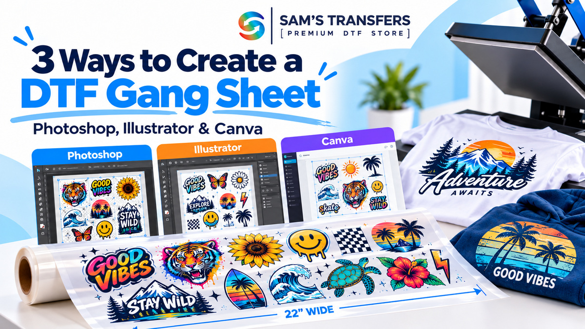 3 Ways to Create a DTF Gang Sheet: Photoshop, Illustrator & Canva
