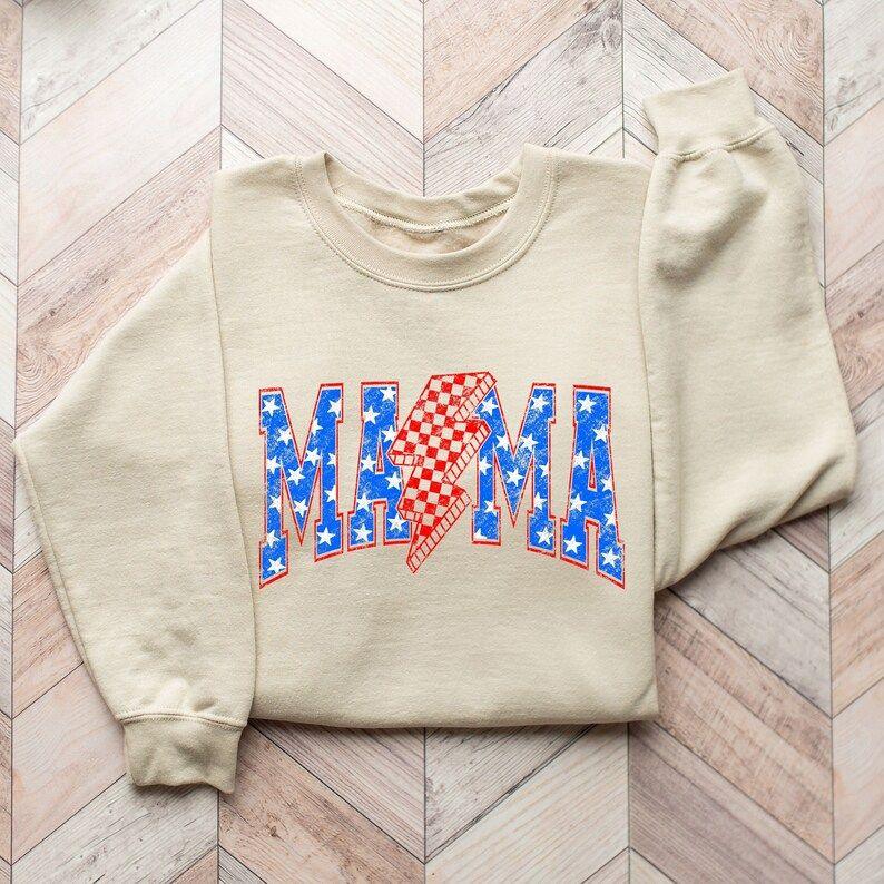Patriotic MAMA Lightning Bolt - 4th of July Ready-to-Press DTF Transfer