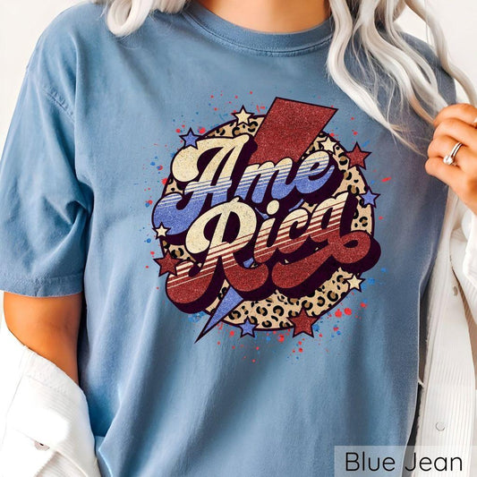 Leopard Print America - 4th of July Ready-to-Press DTF Transfer - Sam's DTF Transfers