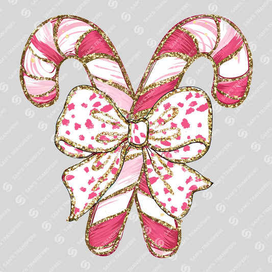 Candy Cane Bow Christmas DTF Transfer
