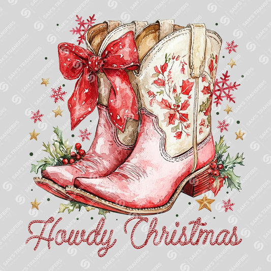 Howdy Christmas Cowboy Boots Sweatshirt Design