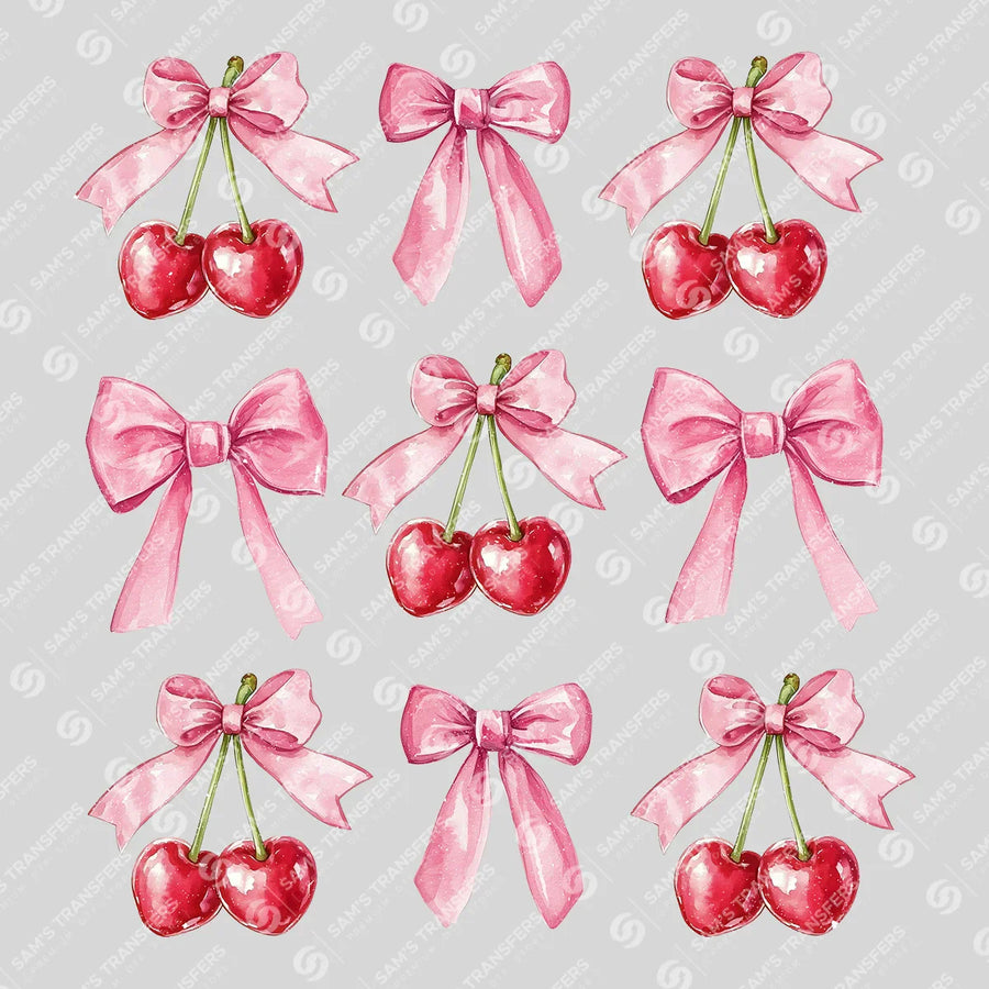 Cherry Bow Valentine's Day Ready-to-Press DTF Transfer