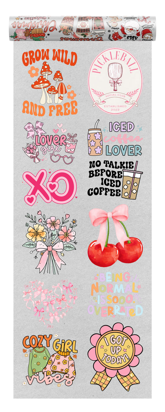 Aesthetic DTF Transfer Bundle - 12 Ready-to-Press T-Shirt Designs - Sam's DTF Transfers