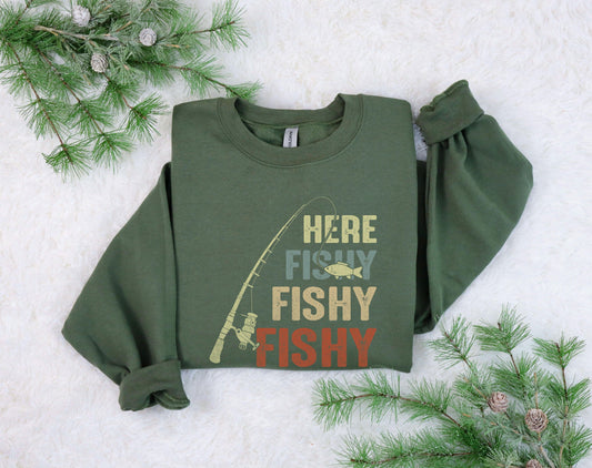 Here Fishy Fishy Ready-to-Press DTF Transfer - Sam's DTF Transfers