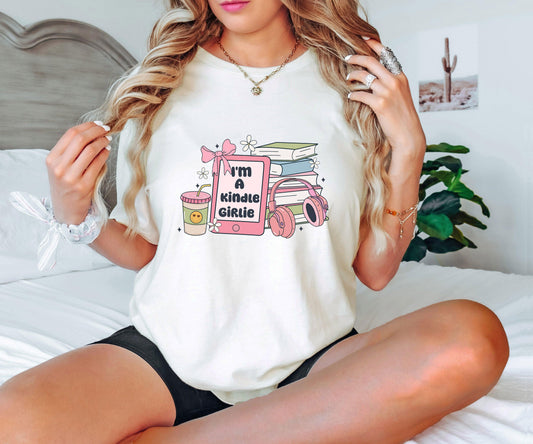 "I'm a Kindle Girlie" Bookworm Ready-to-Press DTF Transfer - Sam's DTF Transfers