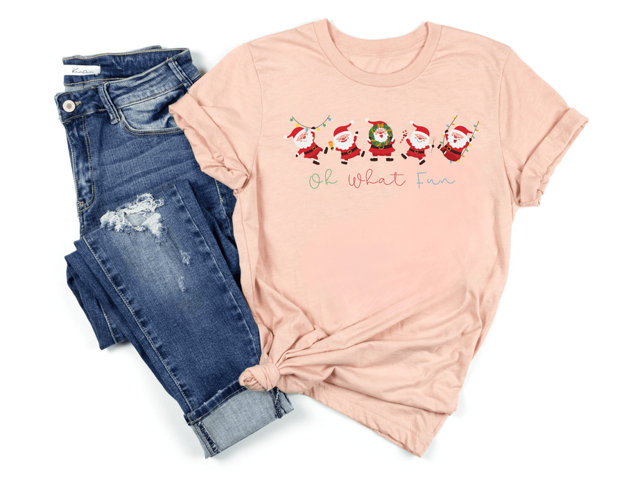 Oh What Fun Dancing Santas Christmas DTF Transfer