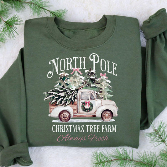 North Pole Christmas Tree Farm Sweatshirt Design - Sam's DTF Transfers