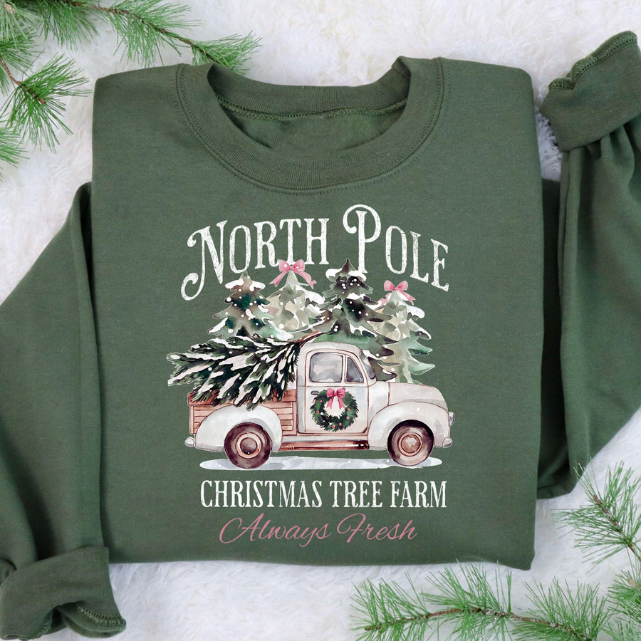 North Pole Christmas Tree Farm Sweatshirt Design