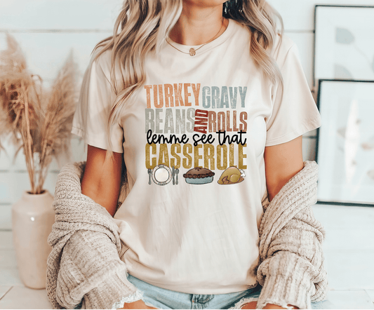 Turkey Gravy Beans Rolls Casserole DTF Transfer - Sam's DTF Transfers