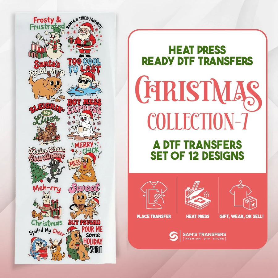 Christmas DTF Transfer Bundle – Retro Cartoon & Funny Mascot Designs