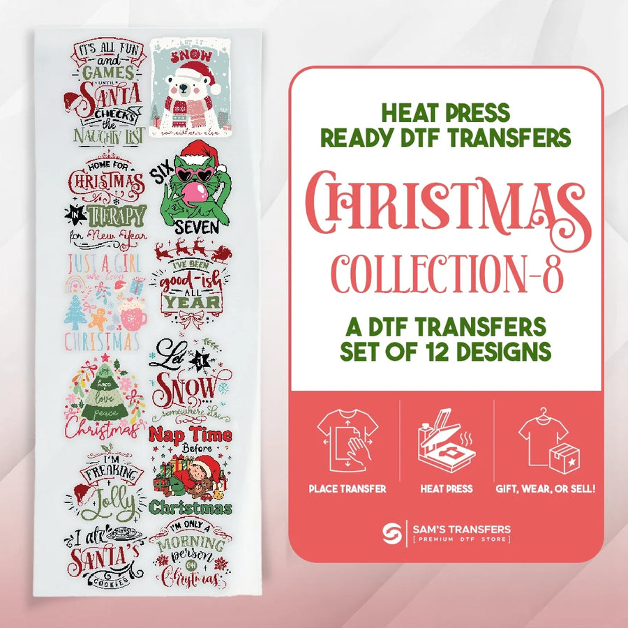 Christmas DTF Transfer Bundle – Classic & Cute Christmas Lettering Designs