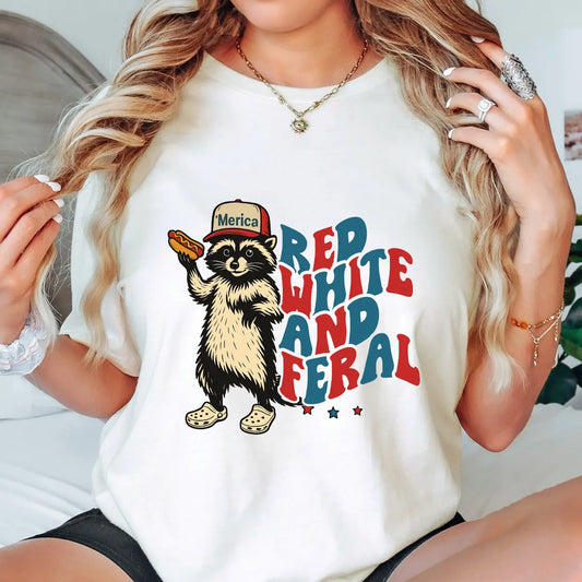 Red White and Feral – Funny Raccoon Patriotic
