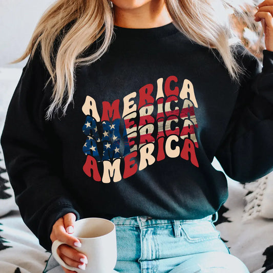 Retro America Stack – Wavy Flag Text