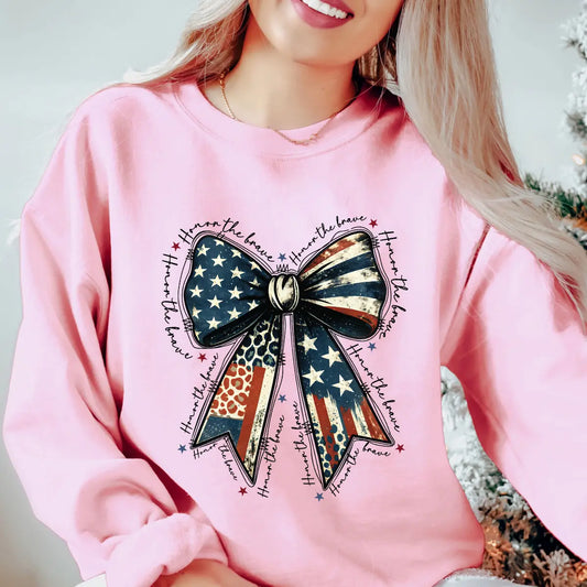 Honor the Brave – American Flag & Animal Print Bow