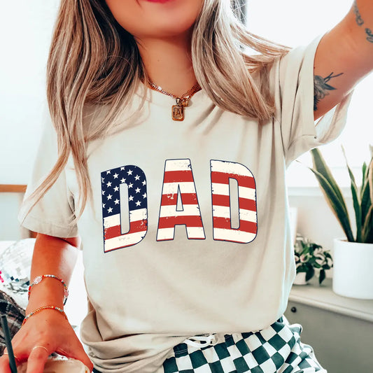 DAD – American Flag Bold Lettering