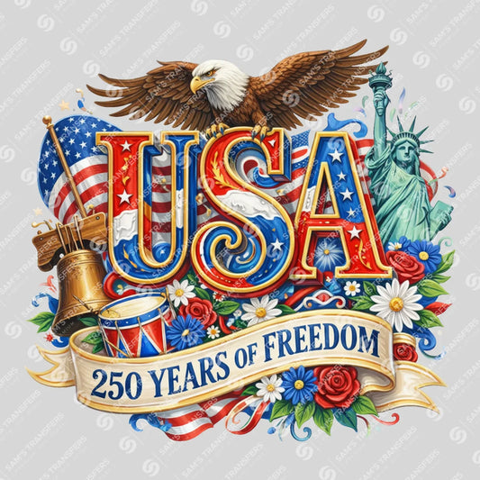 USA 250 Years Anniversary DTF Transfer | 4th of July Design | FR2158