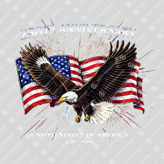 USA 250 Years Anniversary DTF Transfer | 4th of July Design | FR2168