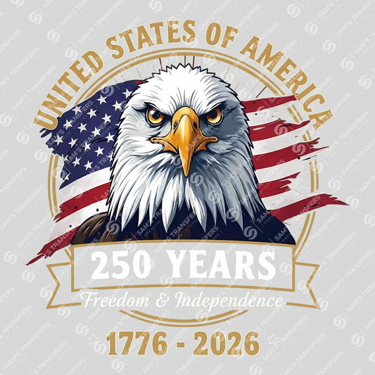 USA 250 Years Anniversary DTF Transfer | 4th of July Design | FR2178
