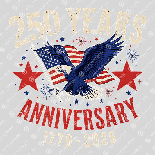 USA 250 Years Anniversary DTF Transfer | 4th of July Design | FR2197