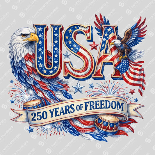 USA 250 Years Anniversary DTF Transfer | 4th of July Design | FR2200