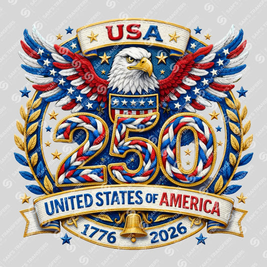 USA 250 Years Anniversary DTF Transfer | 4th of July Design | FR2202