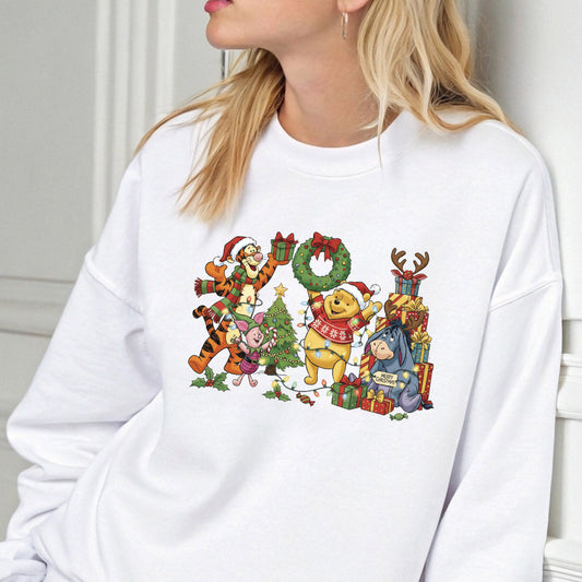 Sweatshirt featuring a Christmas-themed DTF transfer.