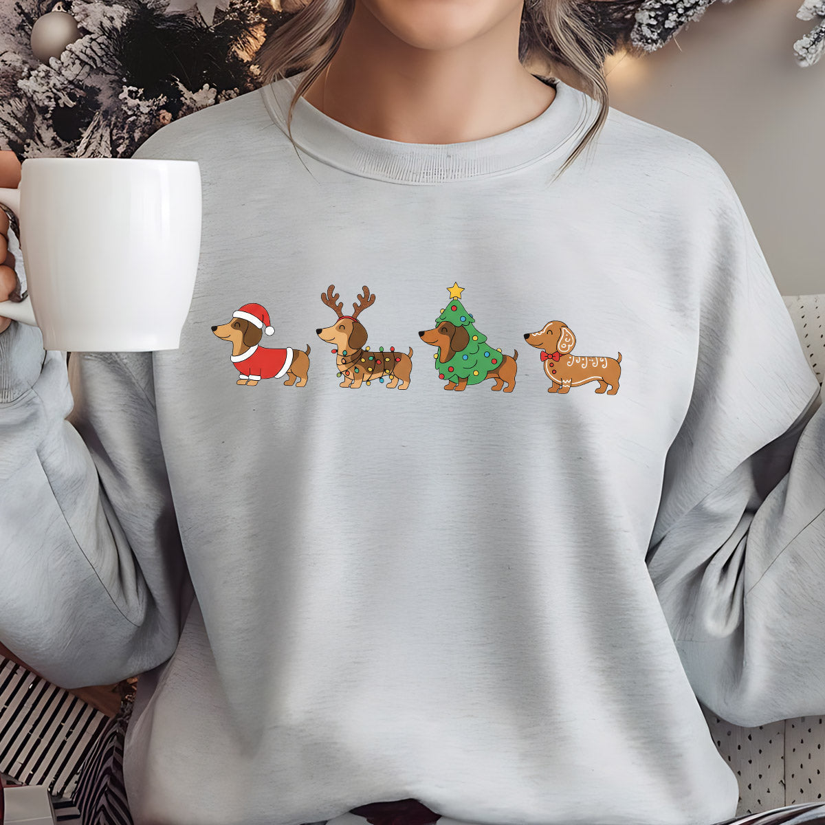 Sweatshirt featuring a Christmas-themed DTF transfer.