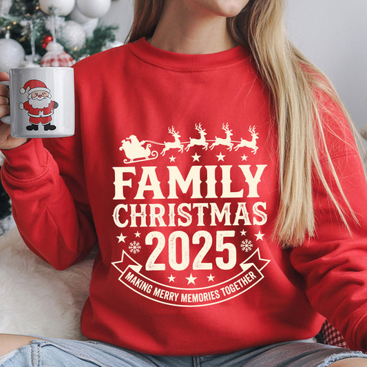 Sweatshirt featuring a Christmas-themed DTF transfer.