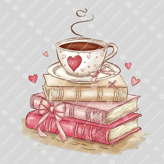 "Books and Coffee Love" Ready-to-Press DTF Transfer