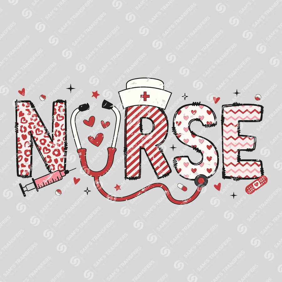 Candy Stripe Nurse Design Ready-to-Press DTF Transfer