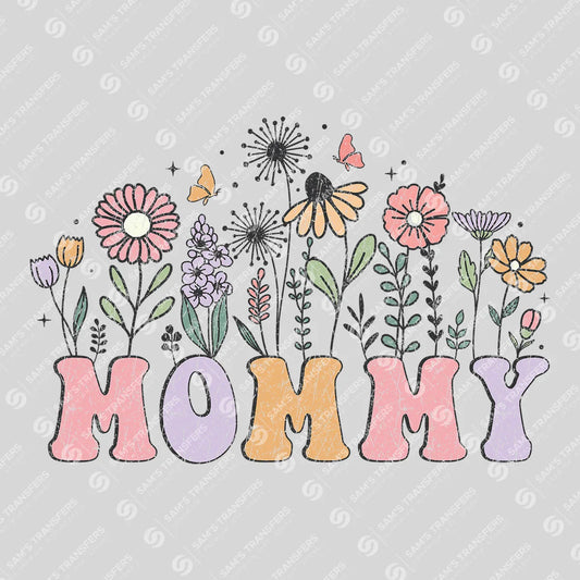 Floral Mommy DTF Transfer – Vintage Pastel Ready to Press