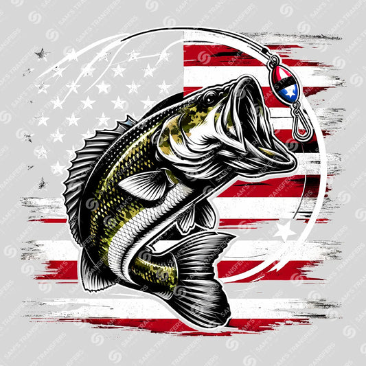 Patriotic Bass Fishing Ready-to-Press DTF Transfer