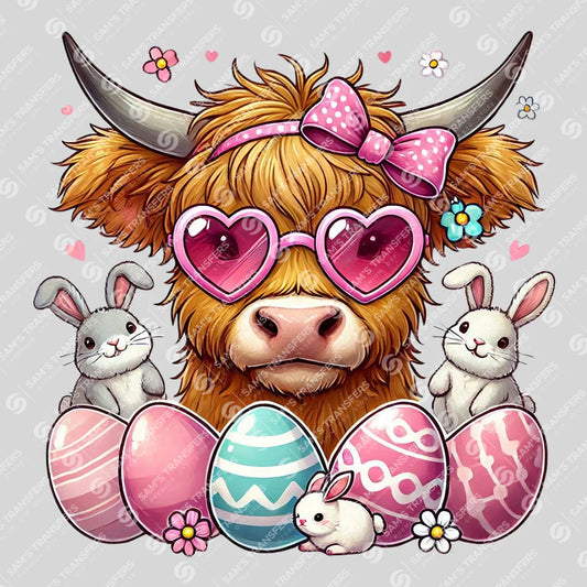 Highland Cow Easter Bunny Ready-to-Press DTF Transfer