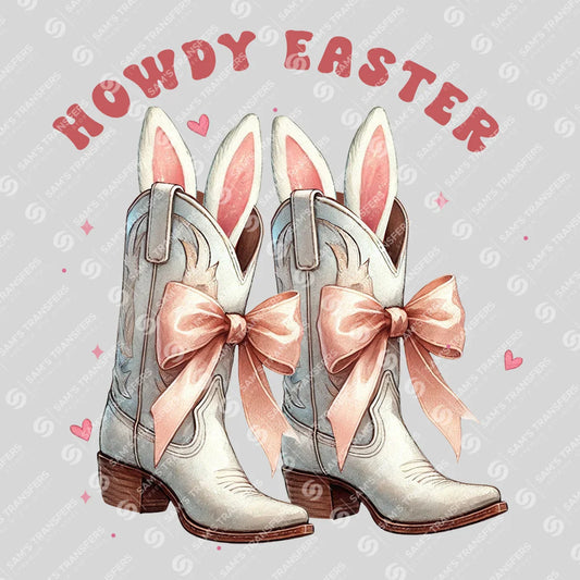 Howdy Easter Western Bunny Boots Ready-to-Press DTF Transfer