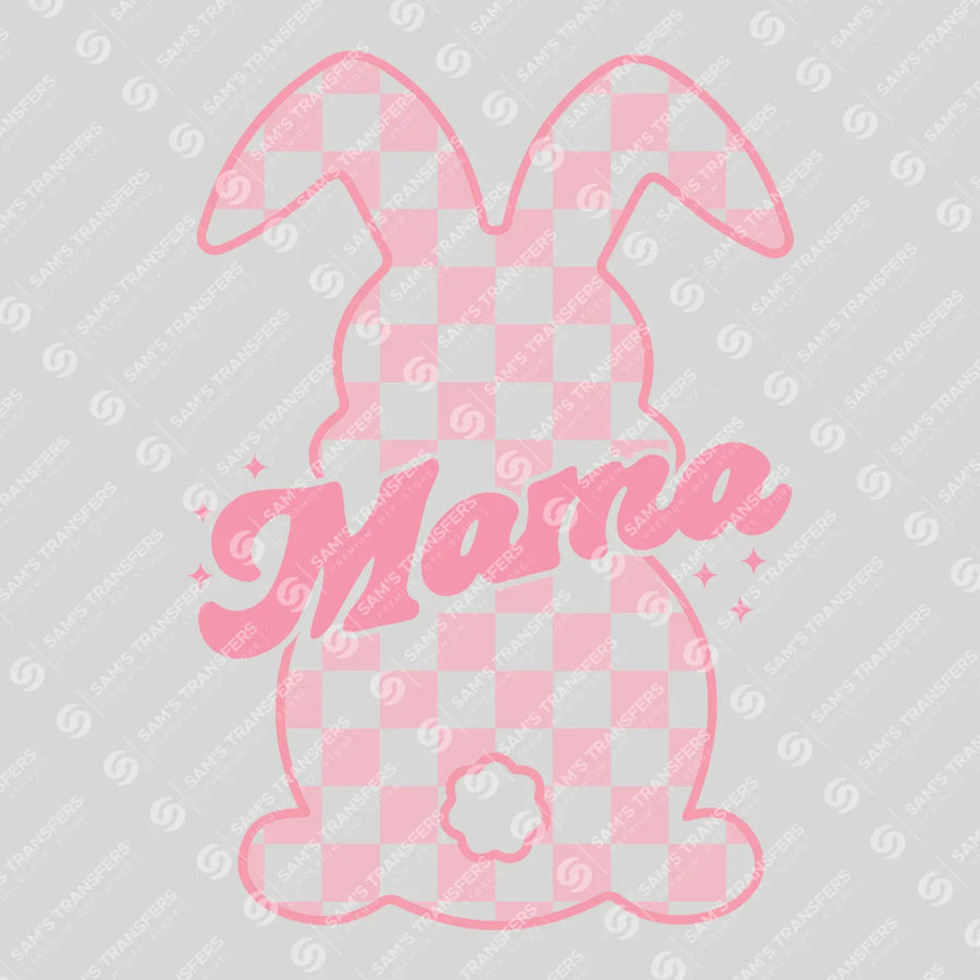 Checkered Bunny MAMA Easter Ready-to-Press DTF Transfer