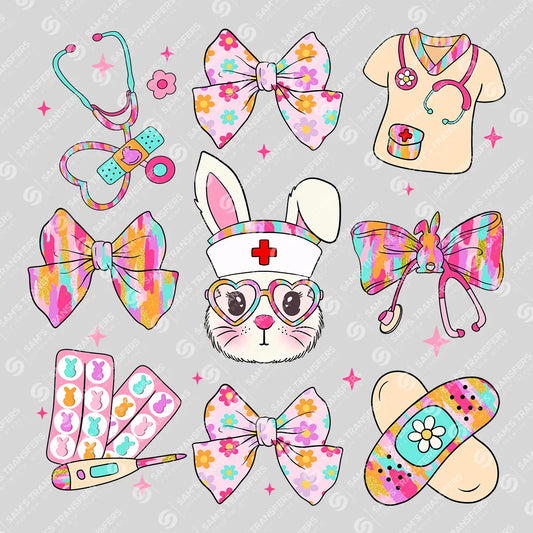 Easter Nurse Bunny Medical-Themed Ready-to-Press DTF Transfer