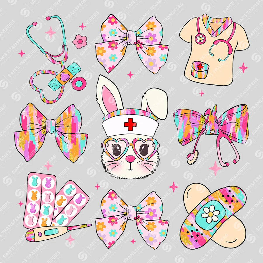 Easter Nurse Bunny Medical-Themed Ready-to-Press DTF Transfer