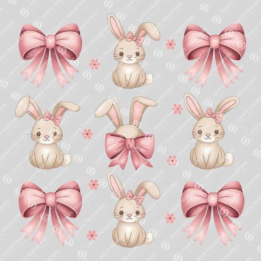 Bunny & Bow Easter Grid Ready-to-Press DTF Transfer