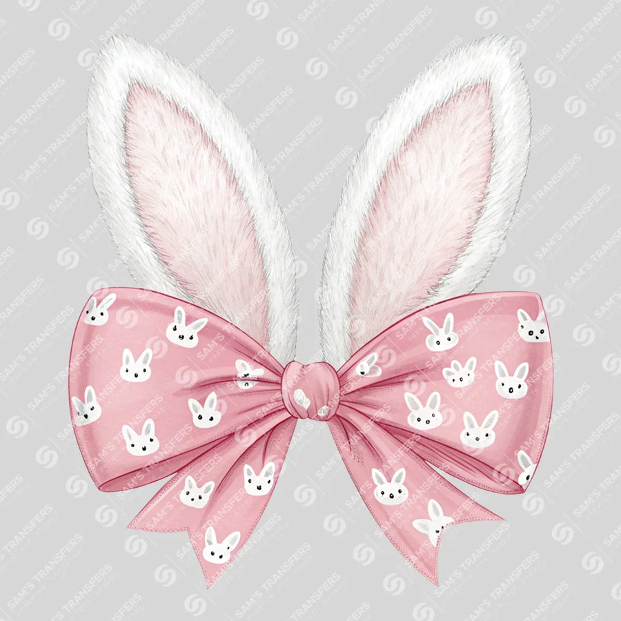 Bunny Ears with Pink Bow Easter Ready-to-Press DTF Transfer