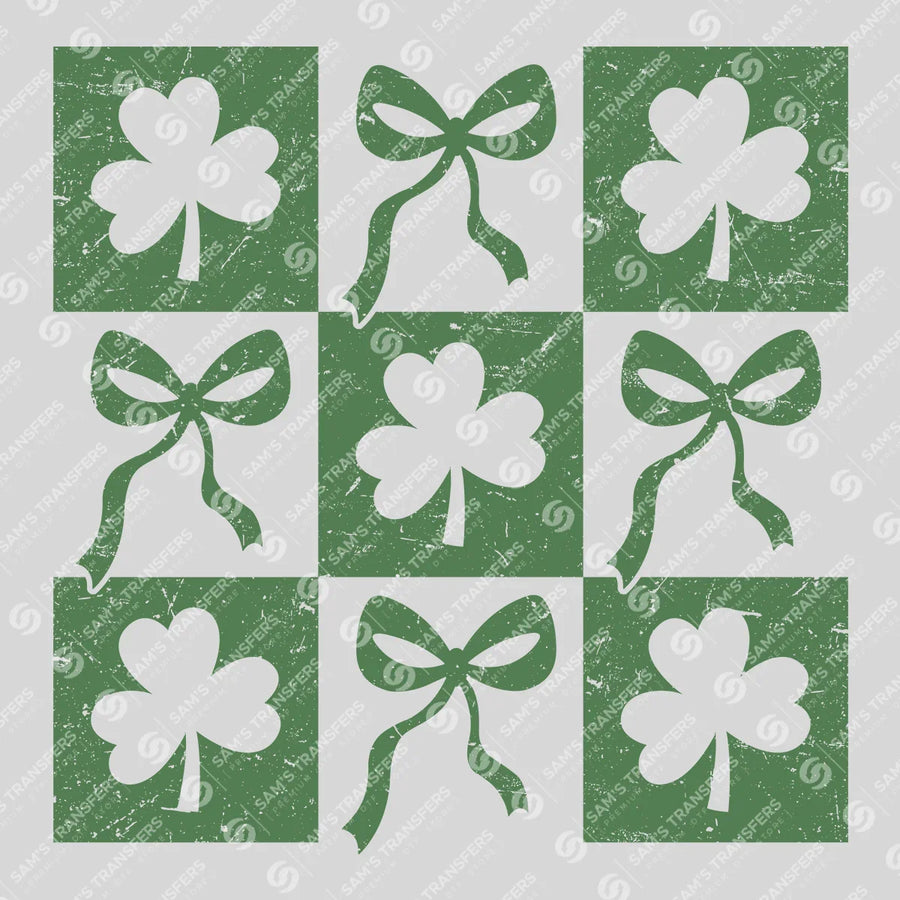 Shamrock & Bows Grid St. Patrick’s Day Ready-to-Press DTF Transfer