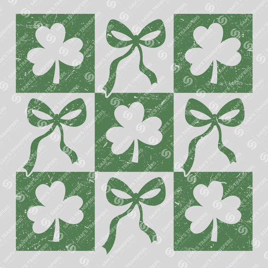 Shamrock & Bows Grid St. Patrick’s Day Ready-to-Press DTF Transfer