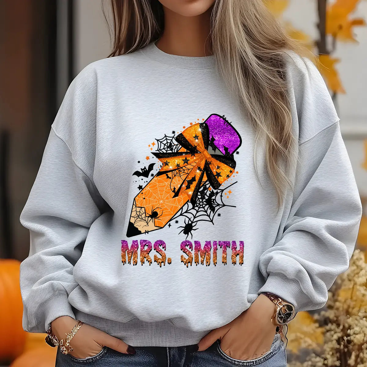 Sweatshirt featuring a Christmas-themed DTF transfer.