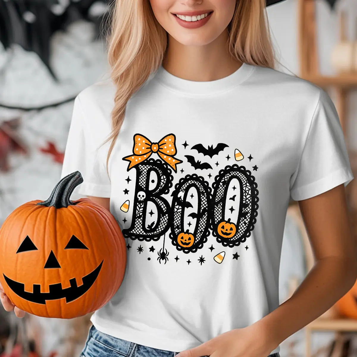 Sweatshirt featuring a Christmas-themed DTF transfer.