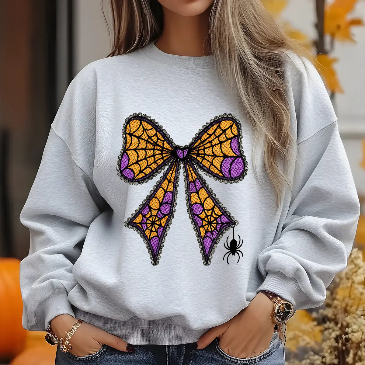 Sweatshirt featuring a Christmas-themed DTF transfer.