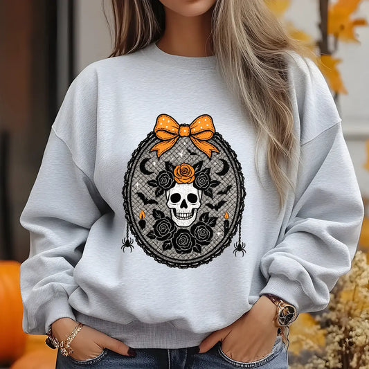 Sweatshirt featuring a Christmas-themed DTF transfer.