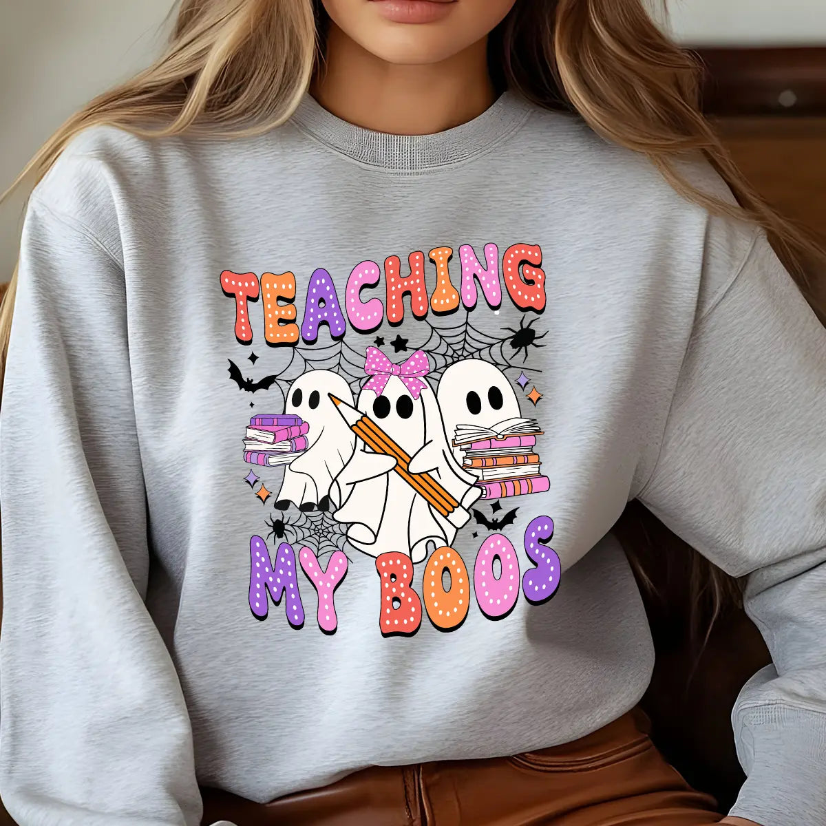 Sweatshirt featuring a Christmas-themed DTF transfer.