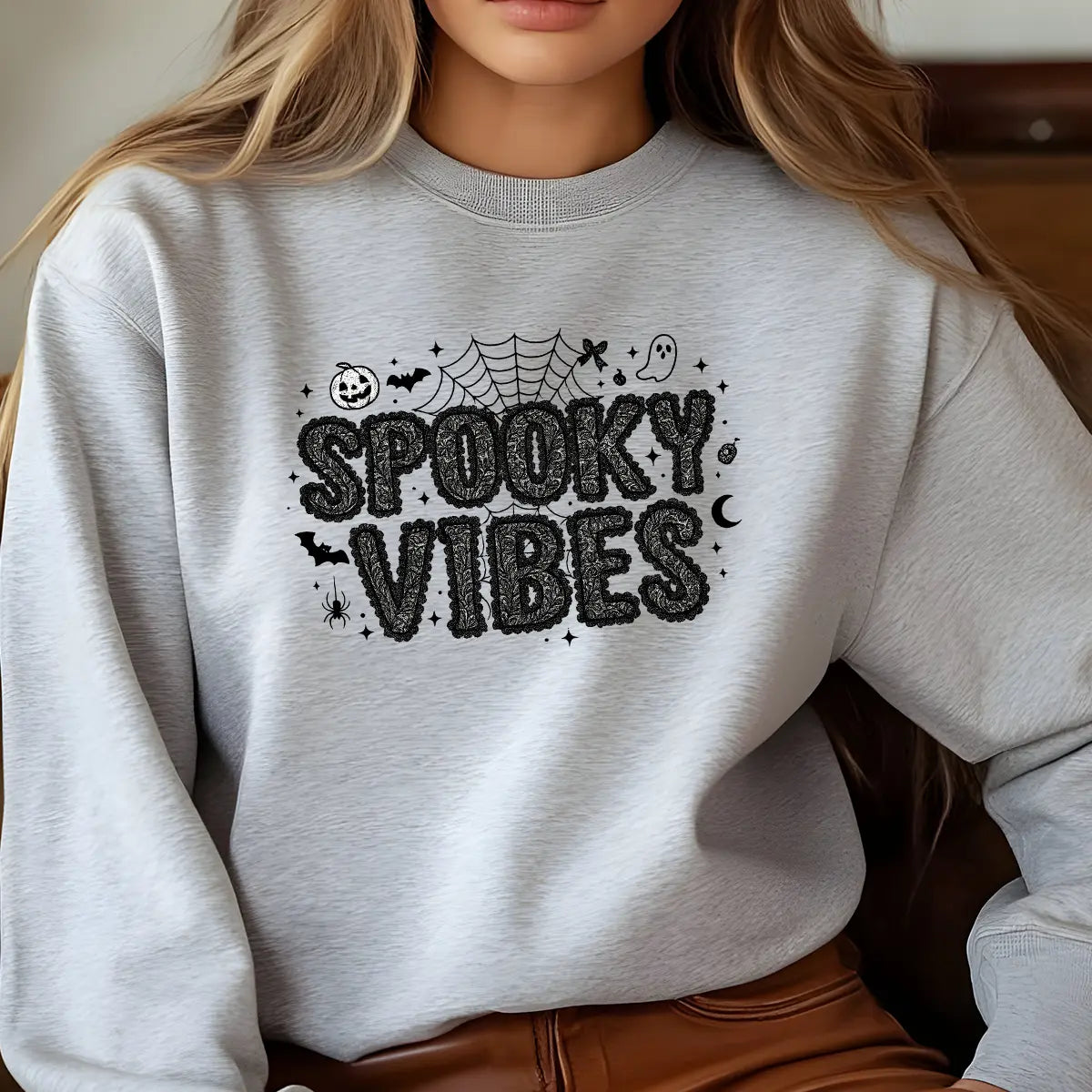 Sweatshirt featuring a Christmas-themed DTF transfer.