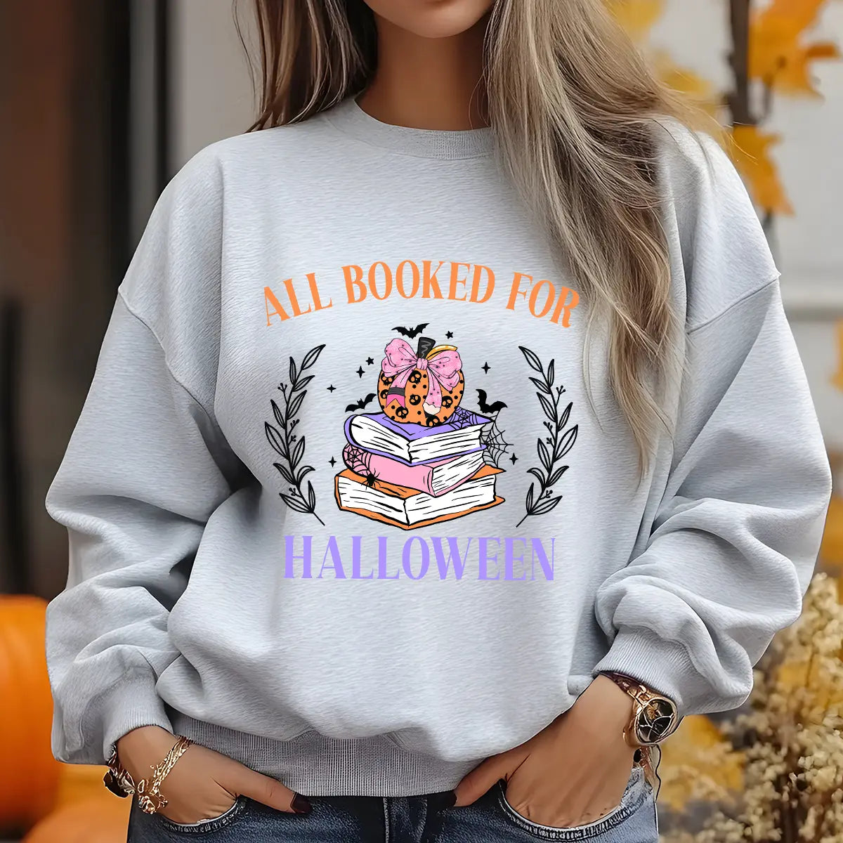 Sweatshirt featuring a Christmas-themed DTF transfer.