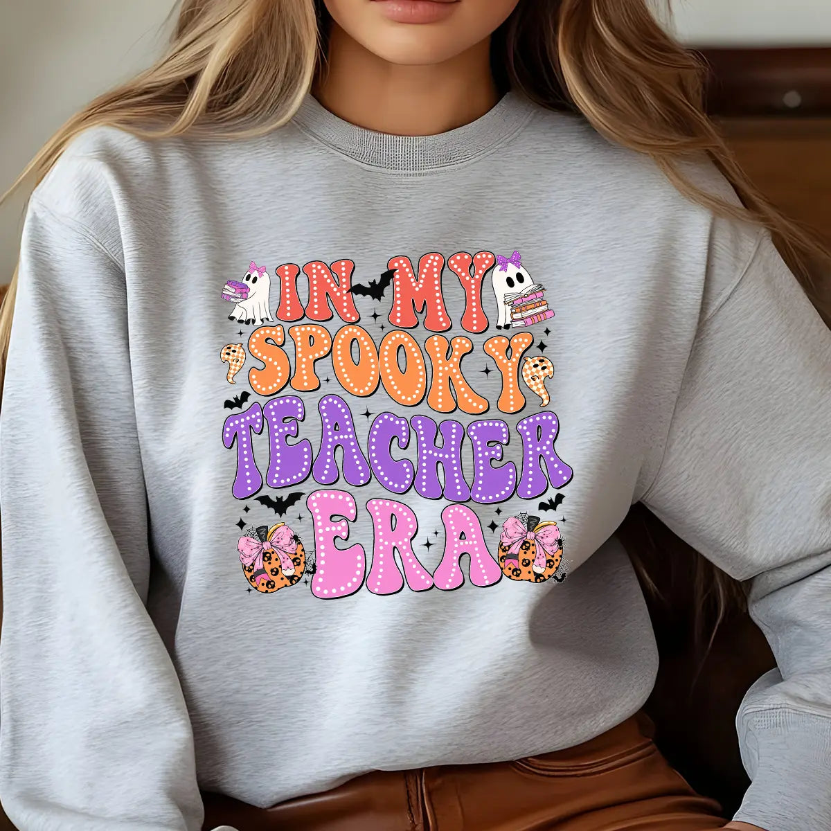 Sweatshirt featuring a Christmas-themed DTF transfer.