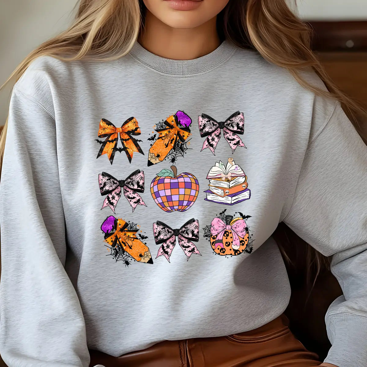 Sweatshirt featuring a Christmas-themed DTF transfer.